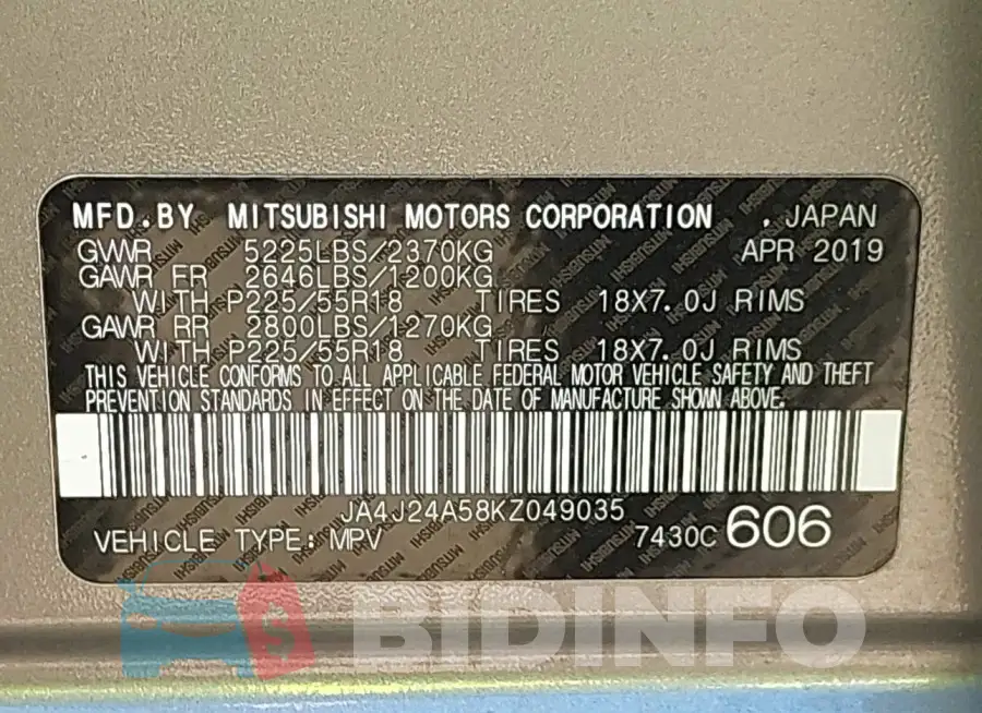 JA4J24A58KZ049035 Photo# 9