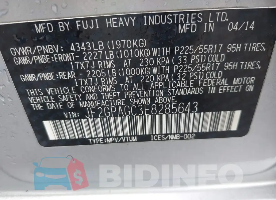 JF2GPAGC3E8285643 Photo# 9
