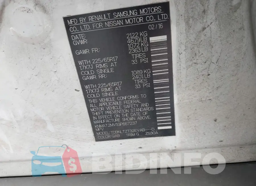 KNMAT2MV1GP667237 Photo# 9