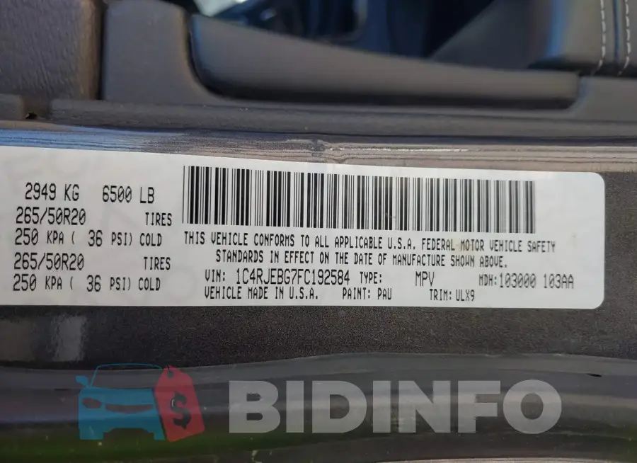 1C4RJEBG7FC192584 Photo# 9