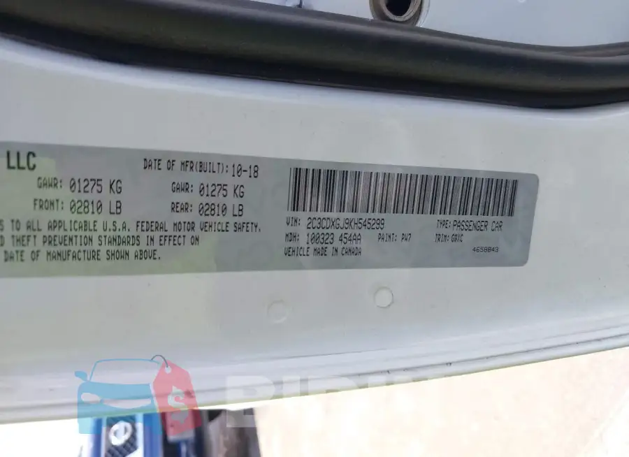 2C3CDXGJ9KH545299 Photo# 9