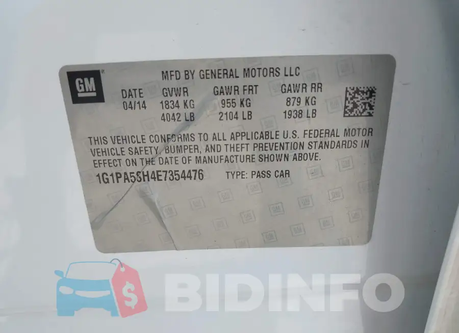 1G1PA5SH4E7354476 Photo# 9