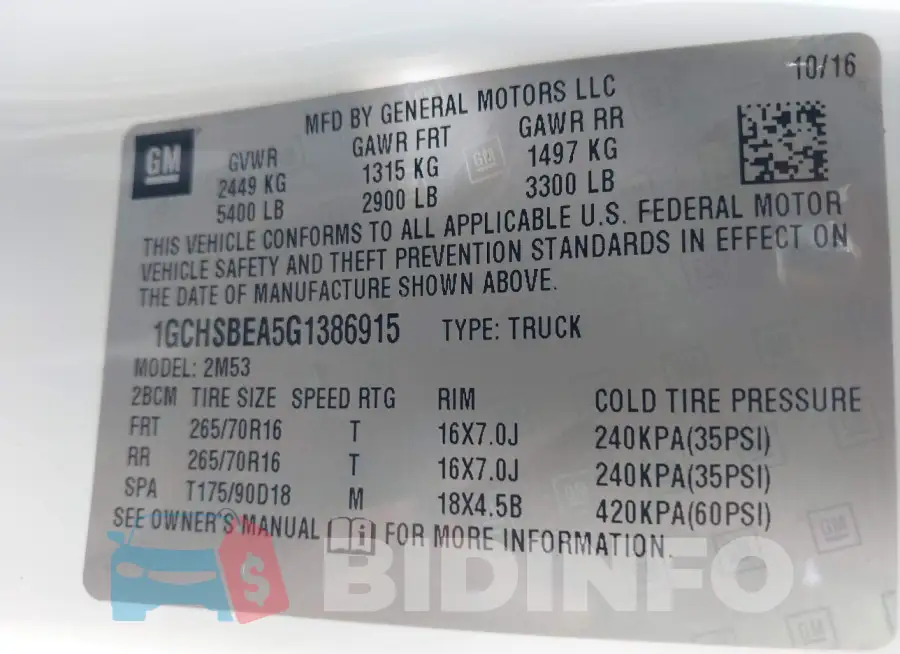1GCHSBEA5G1386915 Photo# 9