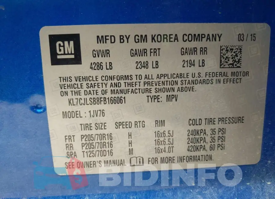 KL7CJLSB8FB166061 Photo# 9