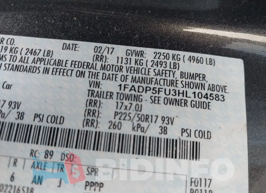 1FADP5FU3HL104583 Photo# 9