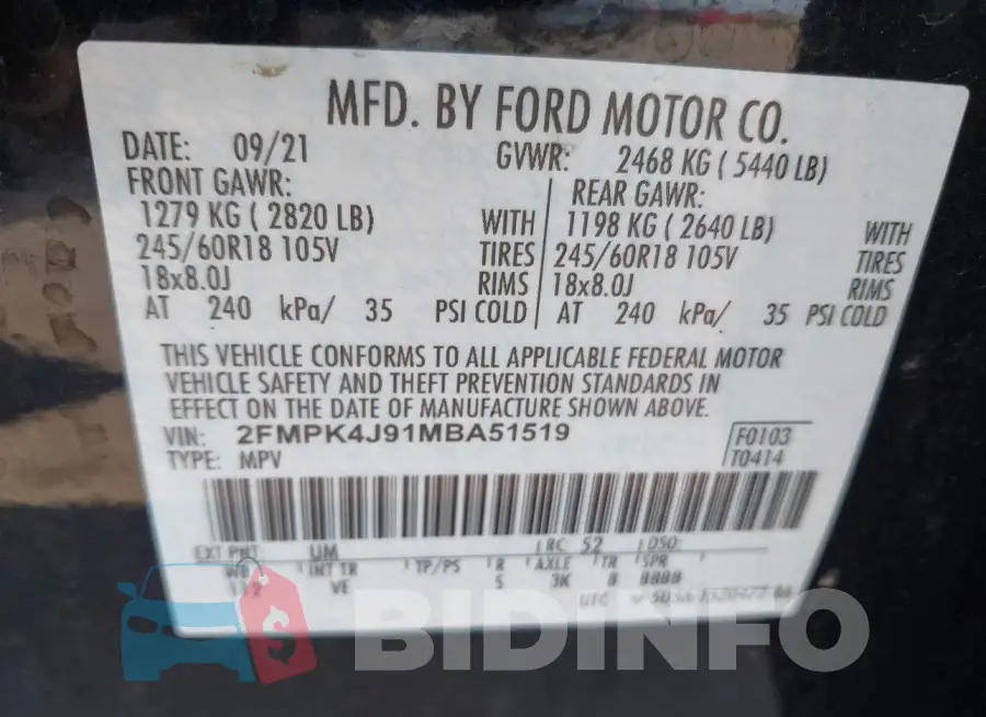 2FMPK4J91MBA51519 Photo# 9