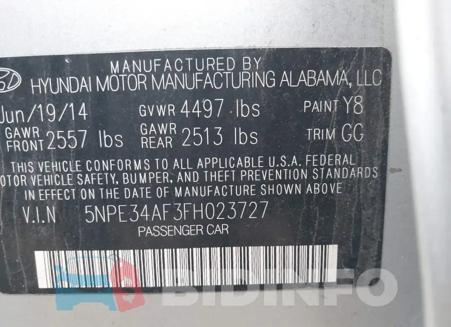 5NPE34AF3FH023727 Photo# 9