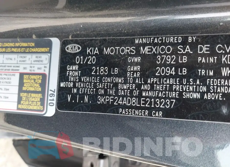3KPF24AD8LE213237 Photo# 9