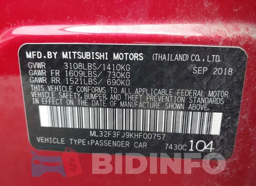ML32F3FJ9KHF00757 Photo# 9