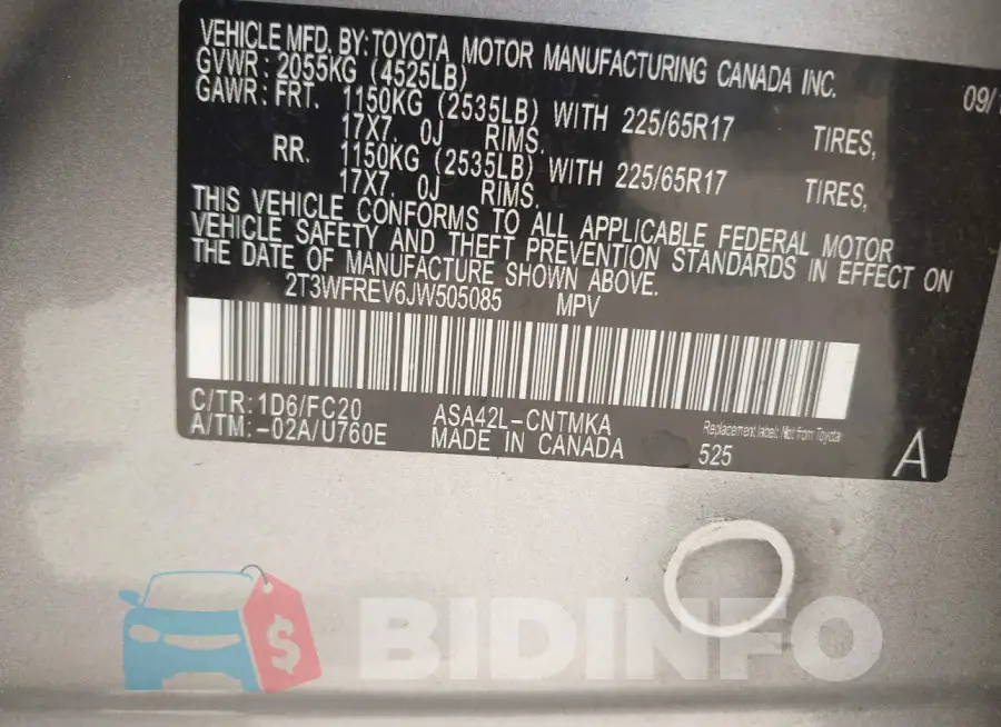 2T3WFREV6JW505085 Photo# 9
