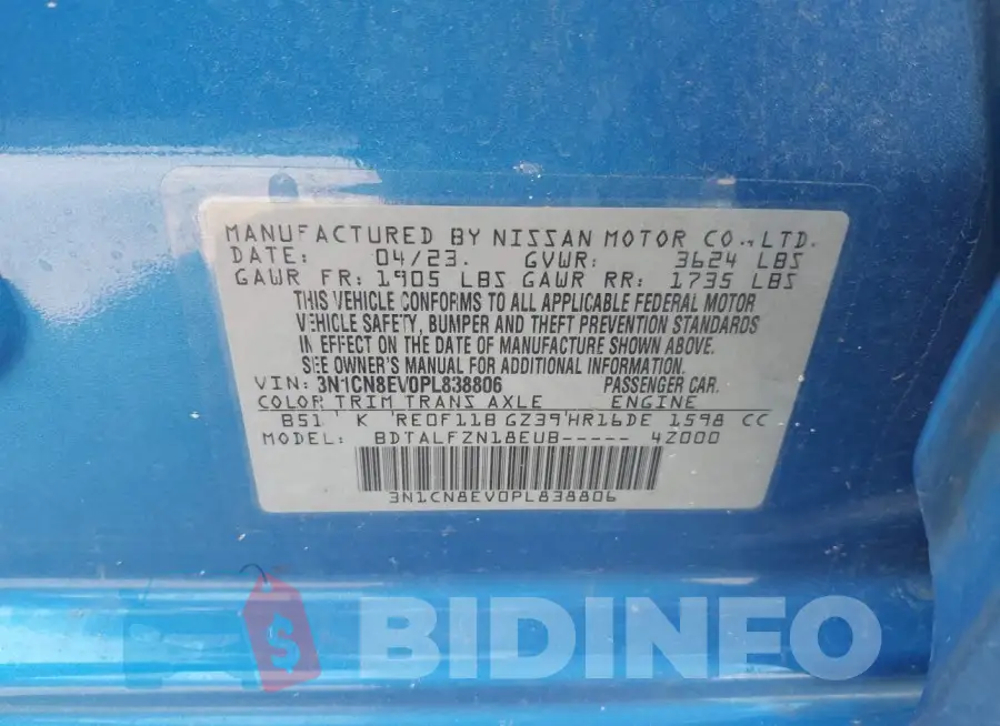 3N1CN8EV0PL838806 Photo# 9