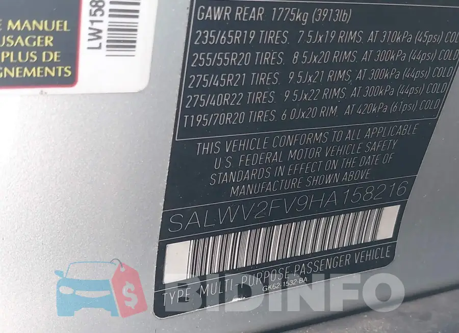 SALWV2FV9HA158216 Photo# 9
