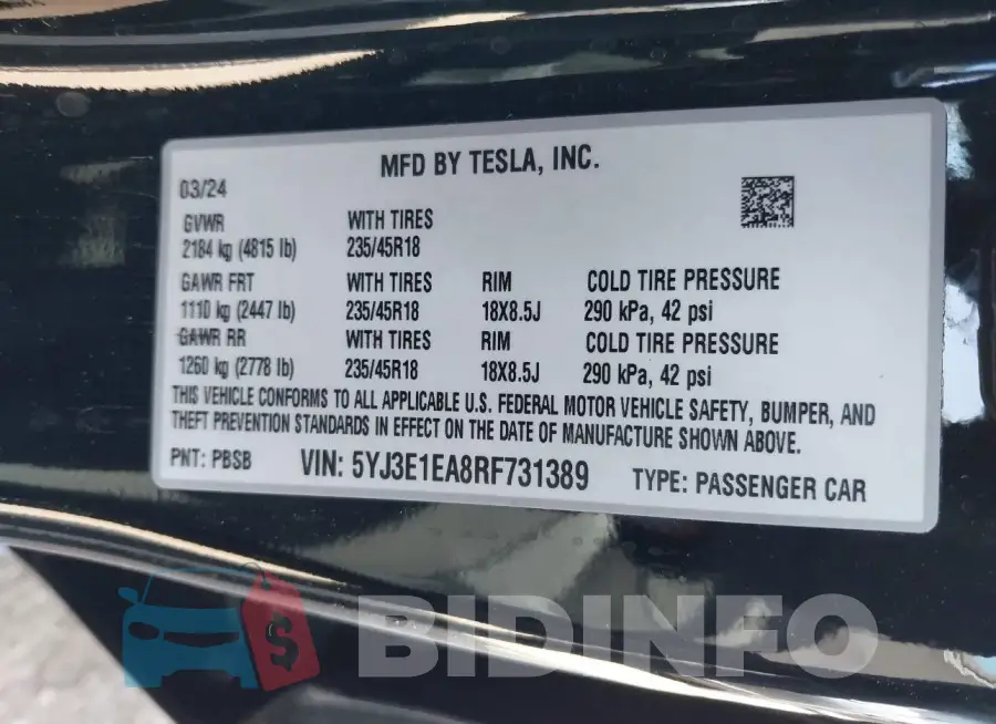 5YJ3E1EA8RF731389 Photo# 9