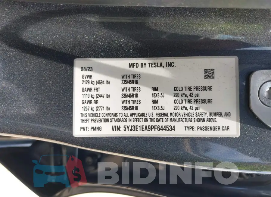 5YJ3E1EA9PF644534 Photo# 9