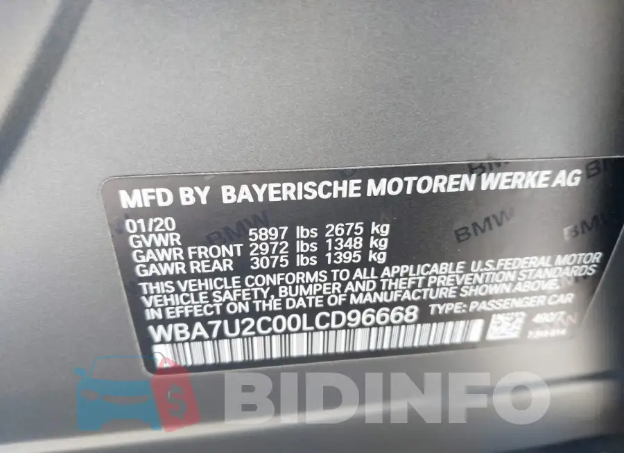 WBA7U2C00LCD96668 Photo# 9