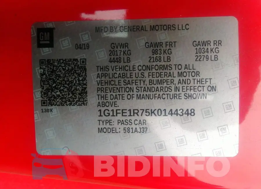 1G1FE1R75K0144348 Photo# 9