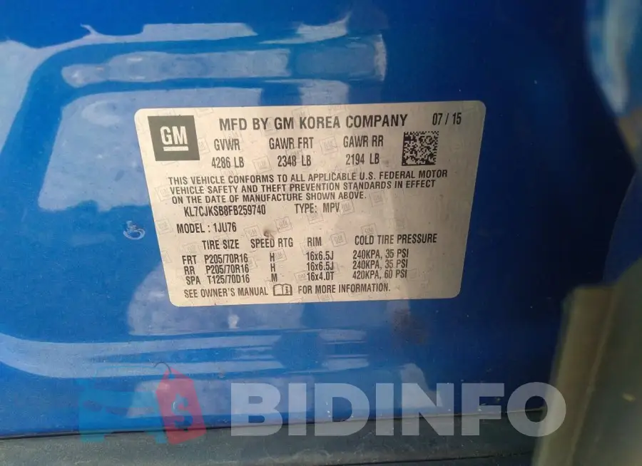 KL7CJKSB8FB259740 Photo# 9