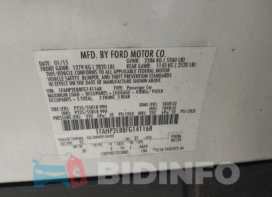 1FAHP2E88FG141168 Photo# 9