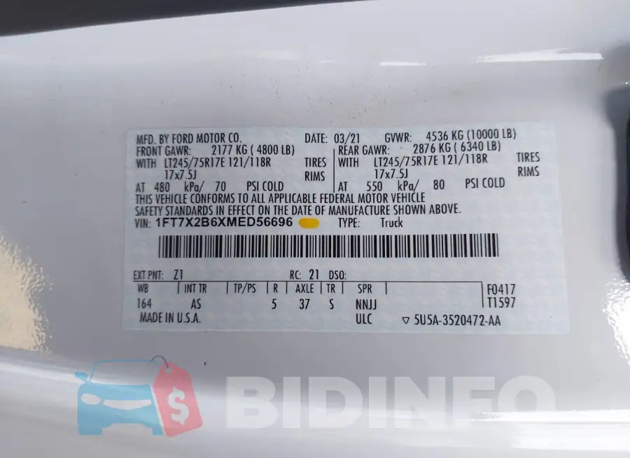 1FT7X2B6XMED56696 Photo# 9