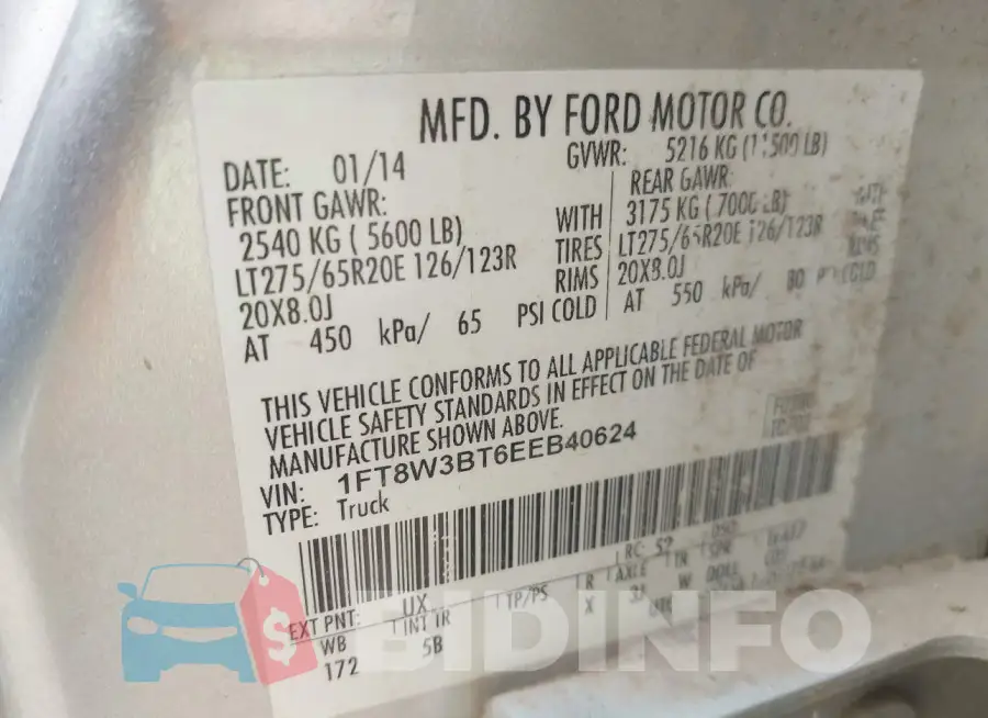 1FT8W3BT6EEB40624 Photo# 8