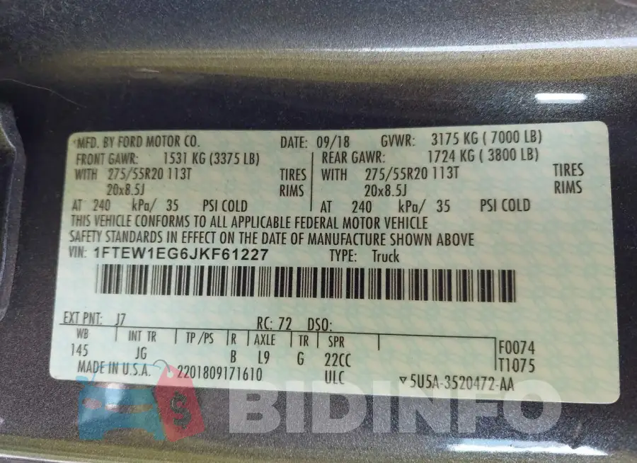1FTEW1EG6JKF61227 Photo# 9