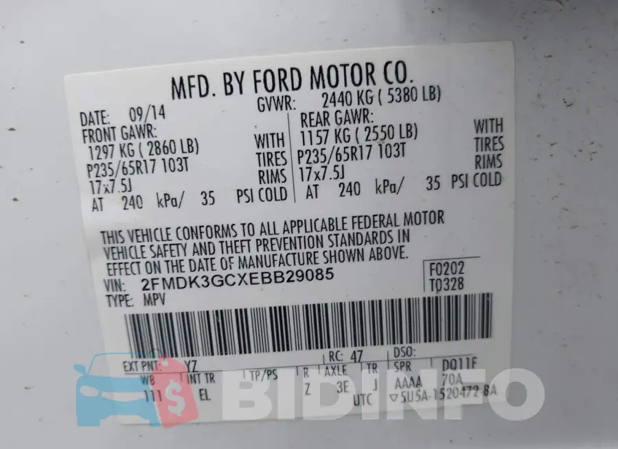 2FMDK3GCXEBB29085 Photo# 9