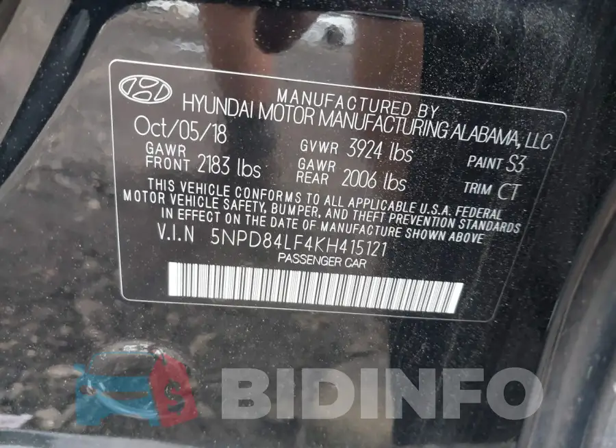 5NPD84LF4KH415121 Photo# 9
