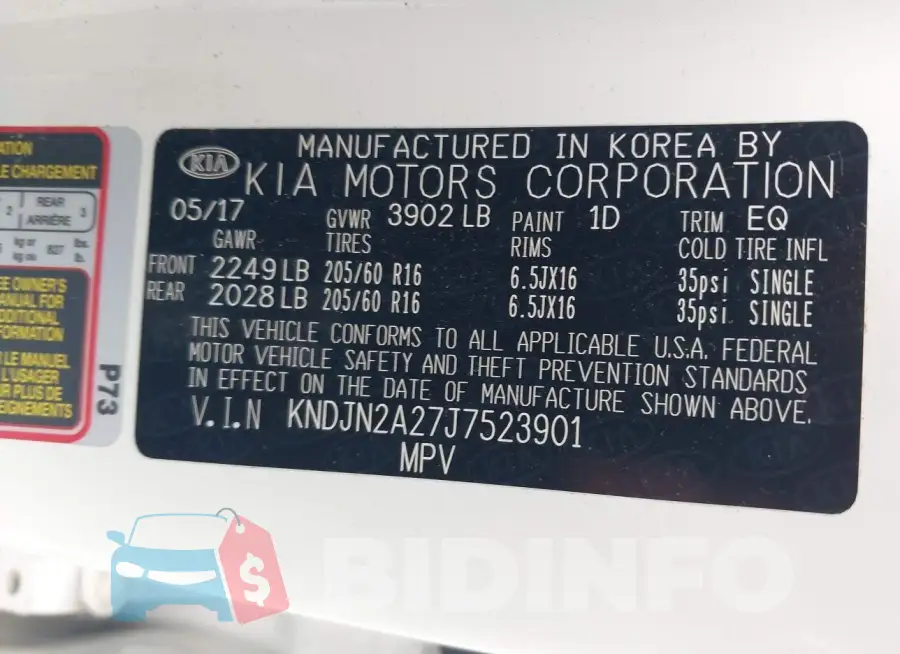 KNDJN2A27J7523901 Photo# 9