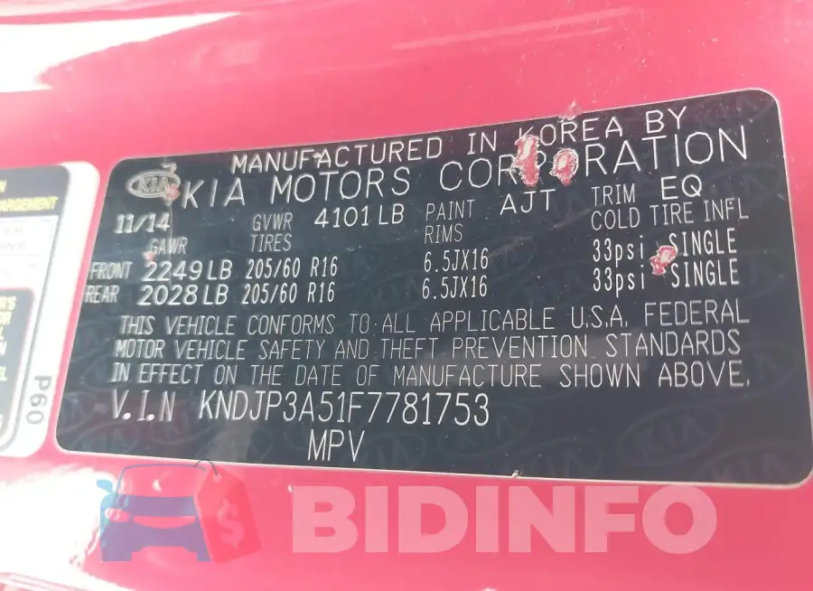 KNDJP3A51F7781753 Photo# 9