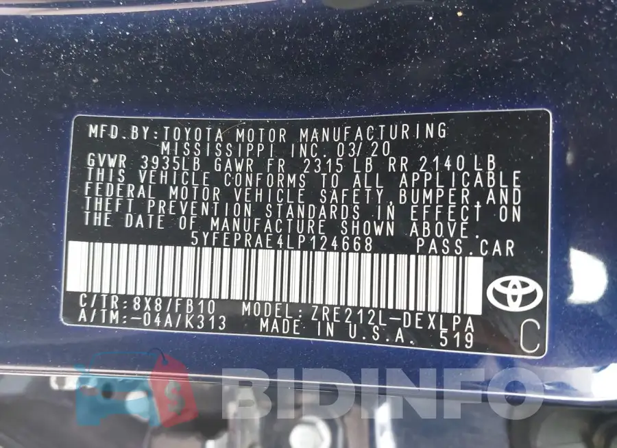 5YFEPRAE4LP124668 Photo# 9