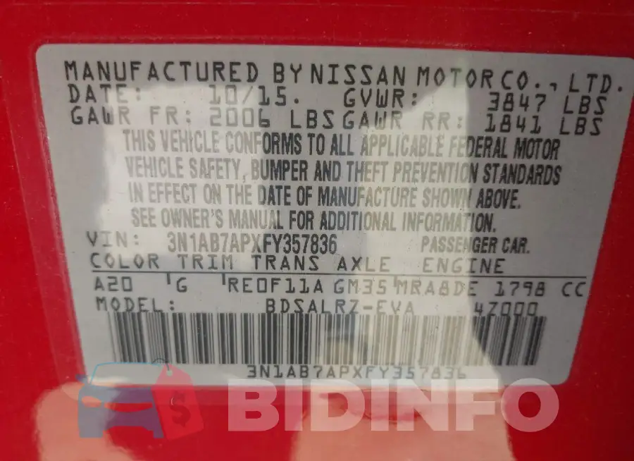 3N1AB7APXFY357836 Photo# 9
