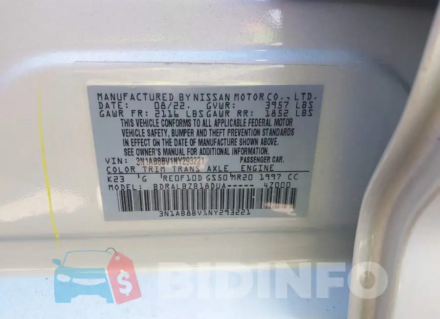 3N1AB8BV1NY293221 Photo# 9