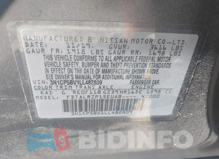 3N1CP5BV1LL482809 Photo# 9