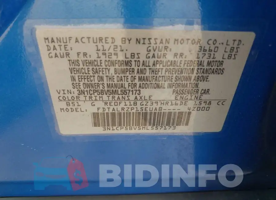 3N1CP5BV5ML557173 Photo# 9