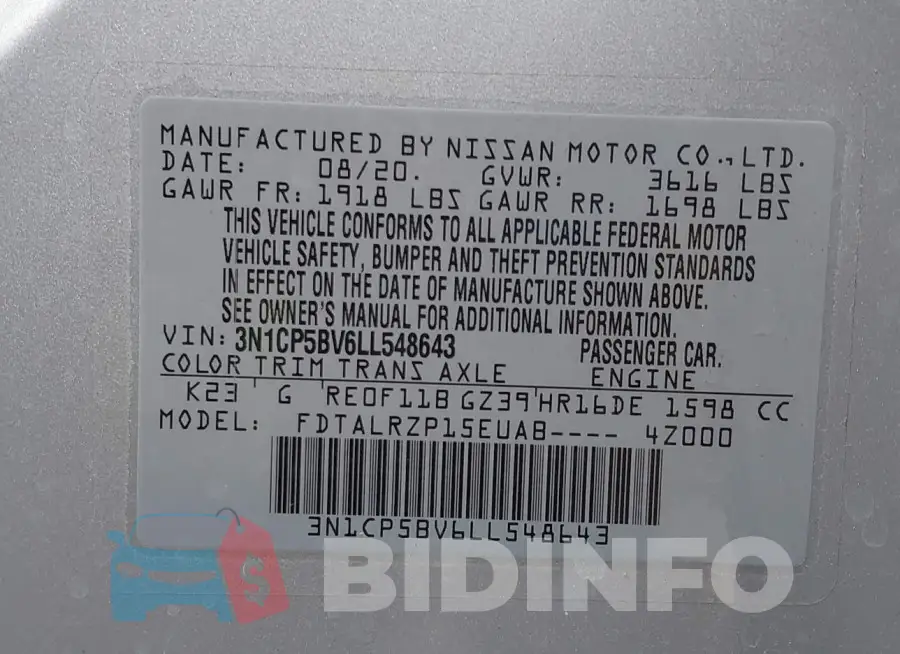 3N1CP5BV6LL548643 Photo# 9