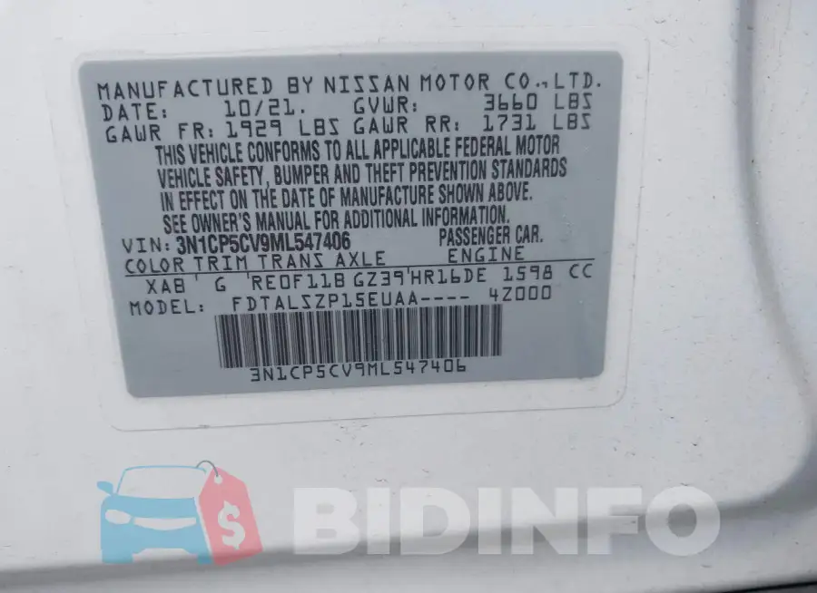 3N1CP5CV9ML547406 Photo# 9
