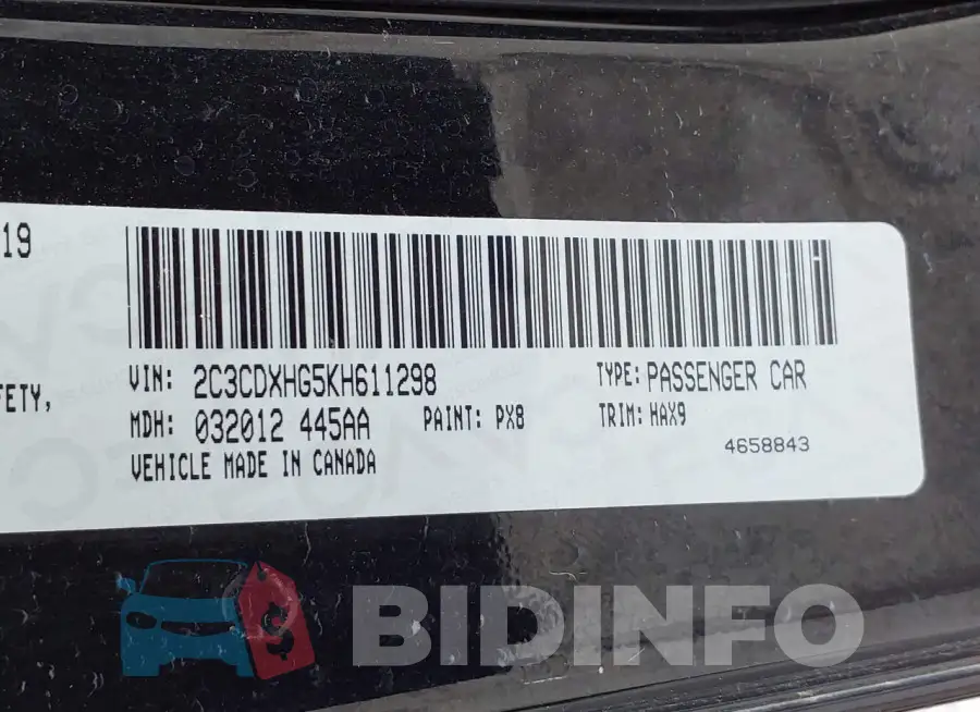 2C3CDXHG5KH611298 Photo# 9