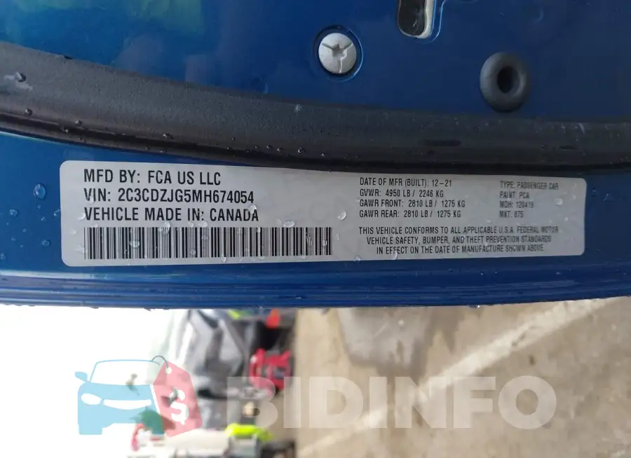 2C3CDZJG5MH674054 Photo# 9