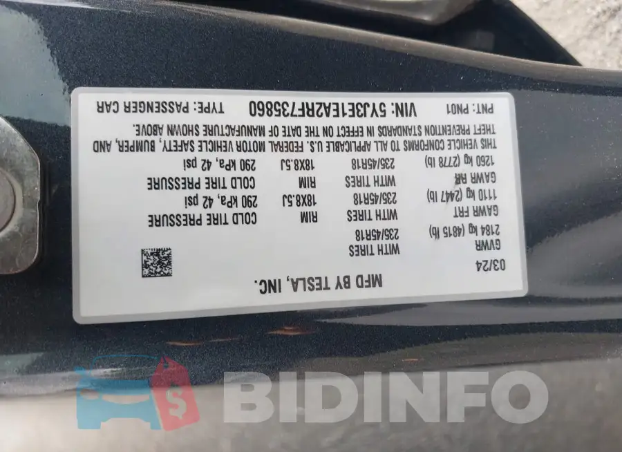 5YJ3E1EA2RF735860 Photo# 9