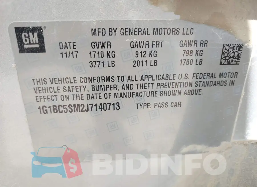 1G1BC5SM2J7140713 Photo# 9