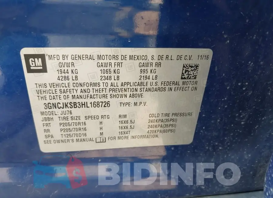 3GNCJKSB3HL168726 Photo# 9
