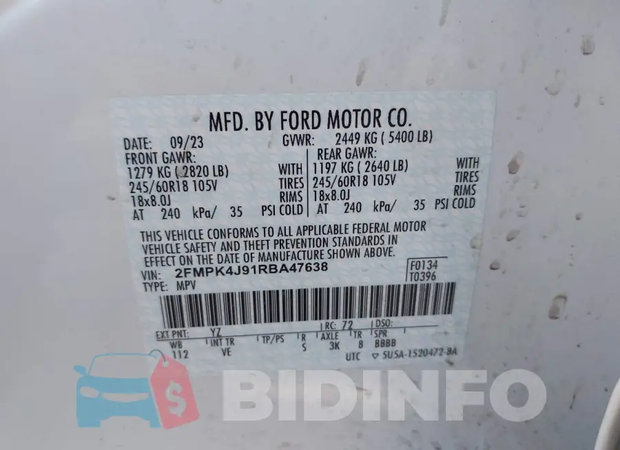 2FMPK4J91RBA47638 Photo# 9