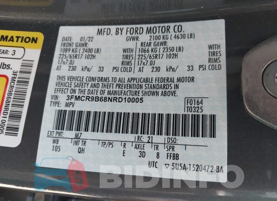 3FMCR9B68NRD10005 Photo# 9