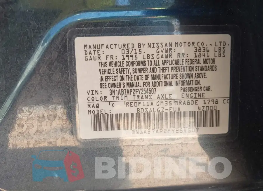 3N1AB7AP2FY254507 Photo# 9