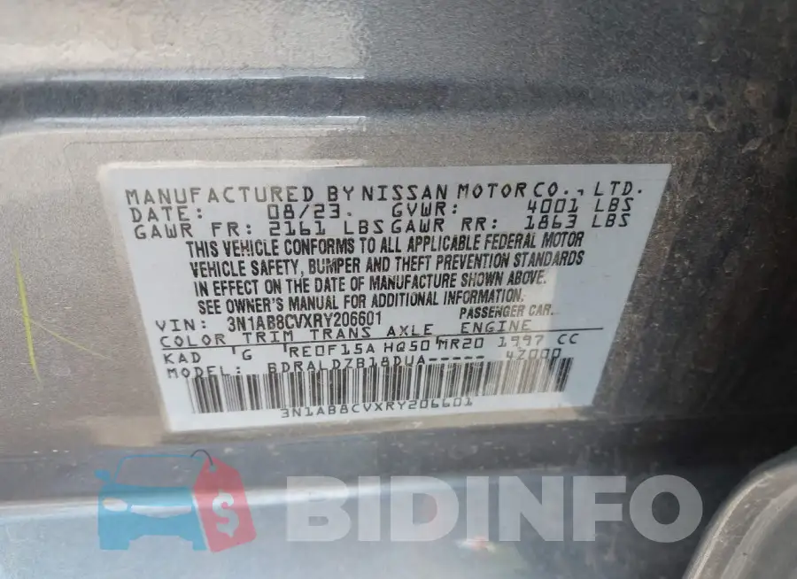 3N1AB8CVXRY206601 Photo# 9