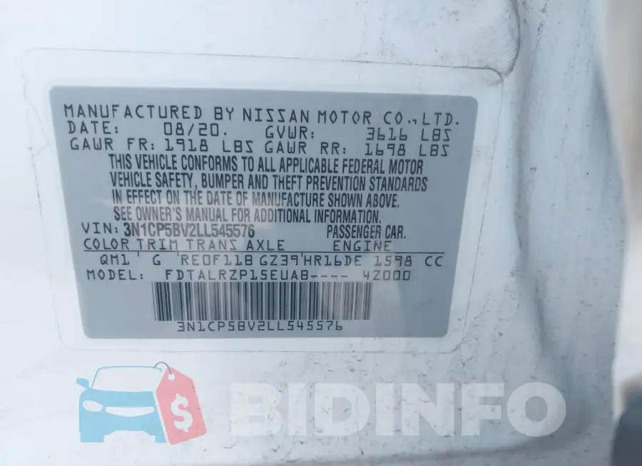 3N1CP5BV2LL545576 Photo# 9