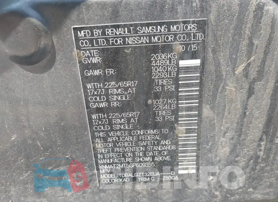 KNMAT2MT5GP609355 Photo# 9