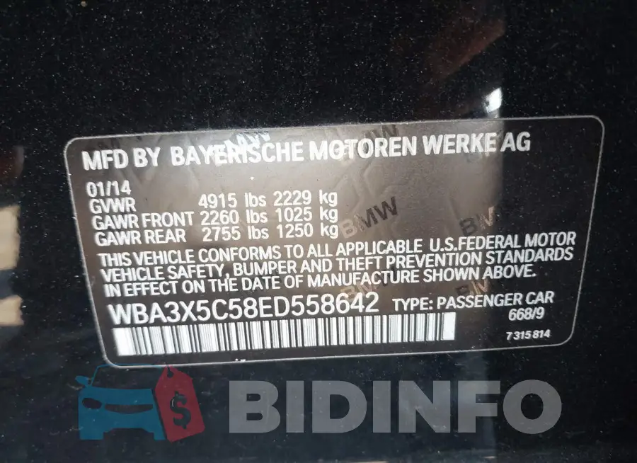 WBA3X5C58ED558642 Photo# 9