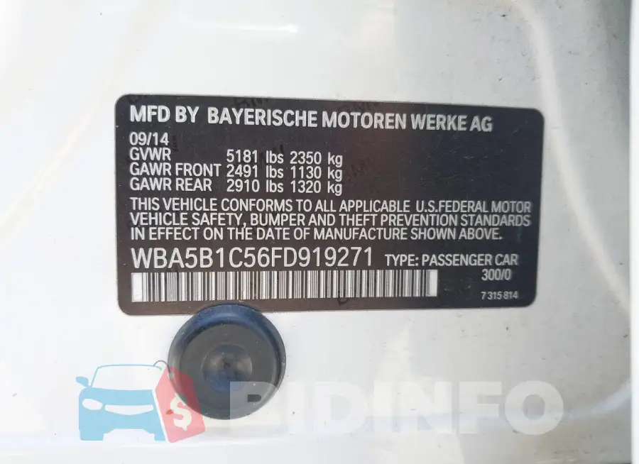 WBA5B1C56FD919271 Photo# 9