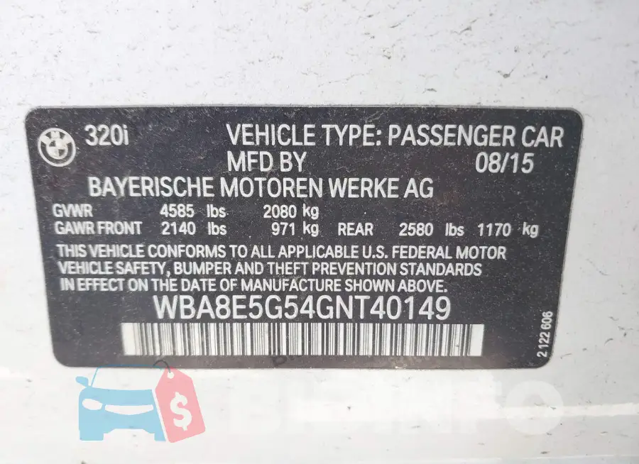 WBA8E5G54GNT40149 Photo# 9
